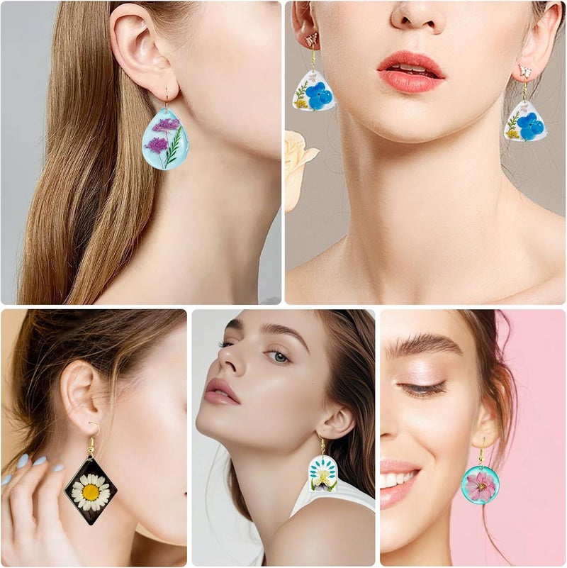 Roxjaejae 46 PCS Resin Earring Molds Silicone Kit, Resin Jewelry Making Kit with Built-in Holes for Earrings, Necklace, Pendants, Keychains - Image 3